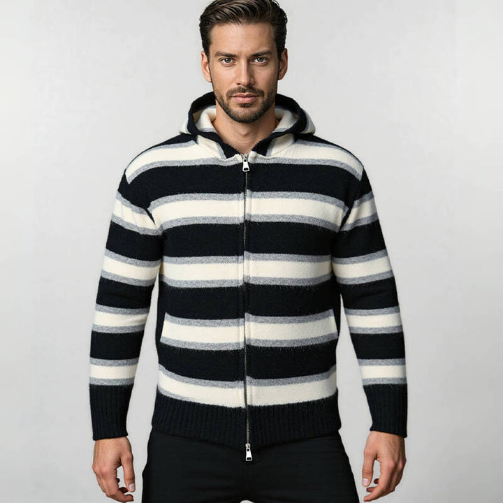 Hooded jacket for men with modern stripes and practical pockets Lune London