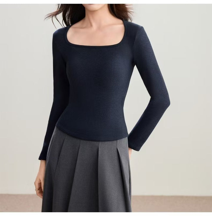 Femmes haut à manches longues avec décolleté carré Chic & Stil