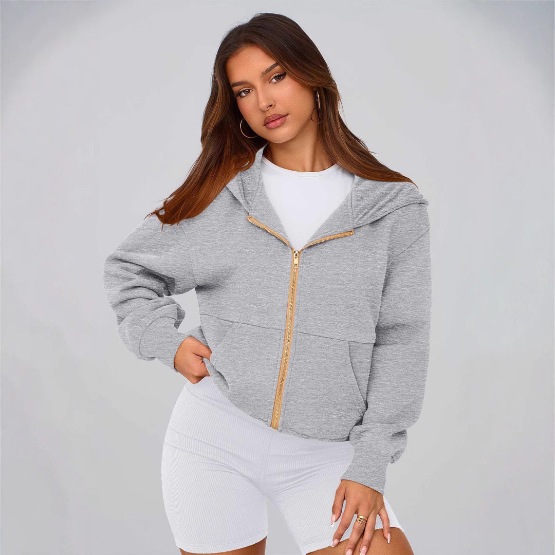 Women Sports Hoodie with Full Zip and Practical Side Pockets Chic and Style