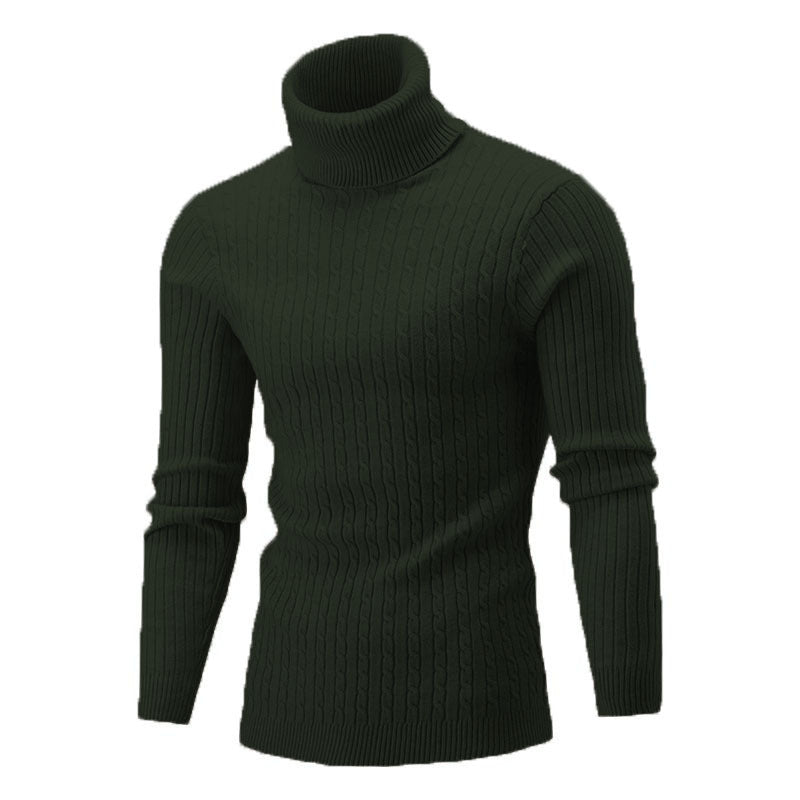 comfortable roll-neck sweater for men in fine ribbed knit Lune London