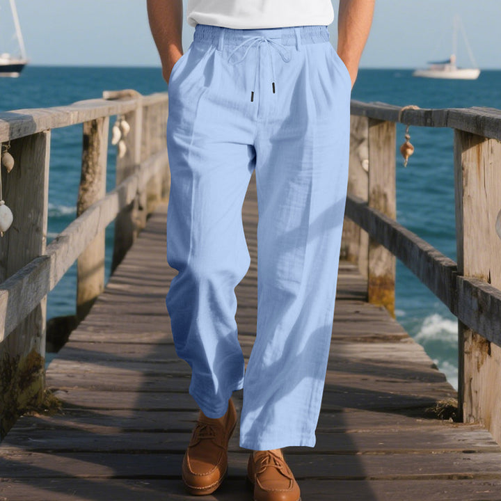 Summer casual pants for men made of lightweight and breathable fabric with drawstring Lune London