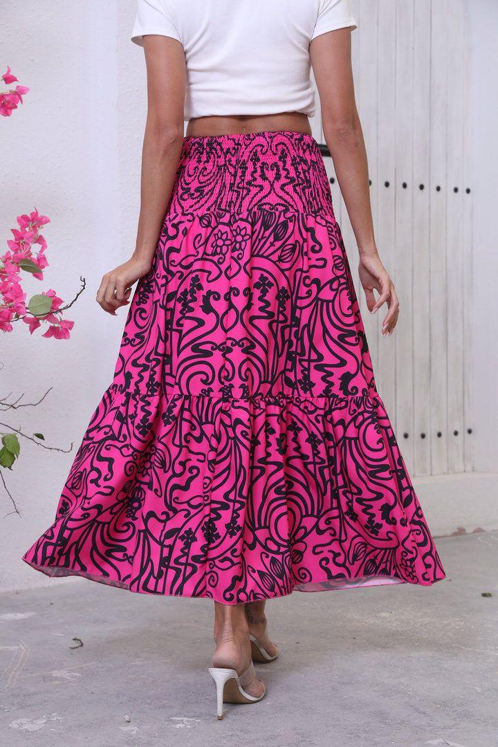Woman Maxi Flared Bohemian Chic Skirt