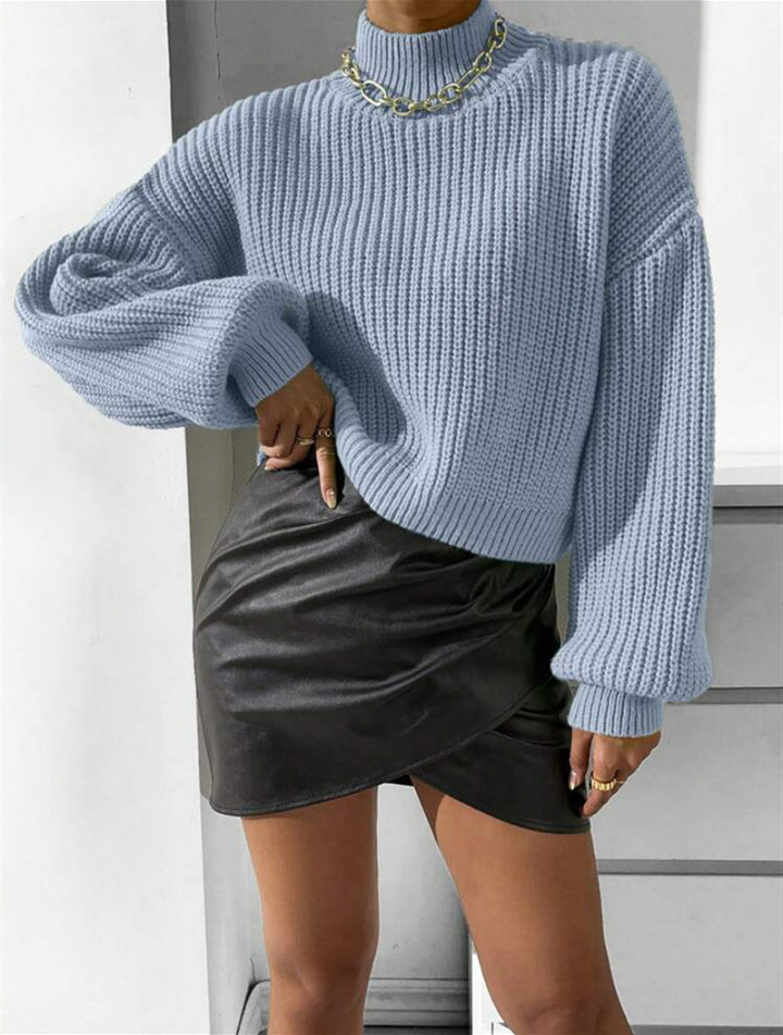Soft knitted sweater for women with high collar Lune London