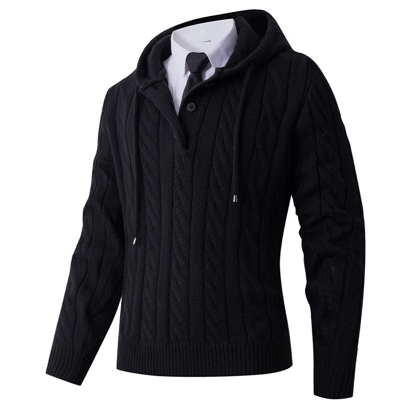 Men's knitted hoodie jacket with modern twisted pattern Lune London