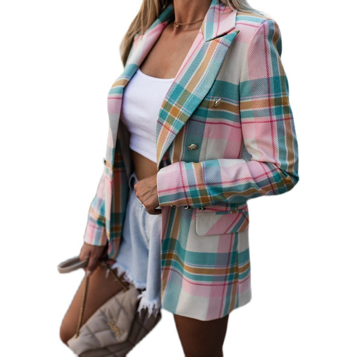 Ladies Elegant Checked Blazer Lune London