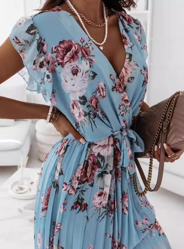 Flower dress for women with ruffled sleeves Lune London