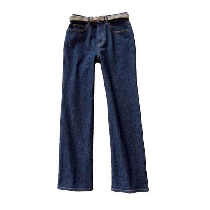 High-waisted wide-leg jeans for women in a classic style with chic and stylish solid details