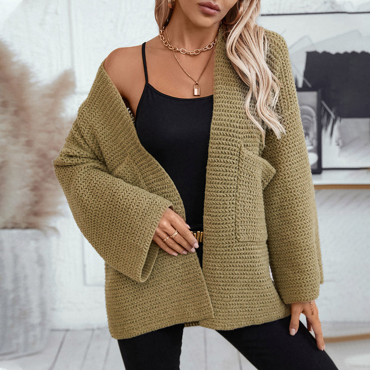 Airy knitted jacket for women with large pockets and open sleeves Lune London