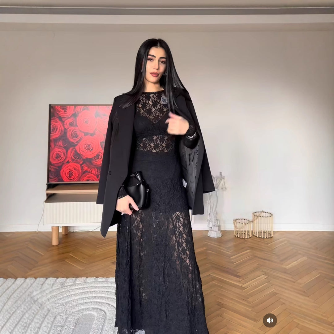 Ladies Long Sleeve Lace Dress Lune London