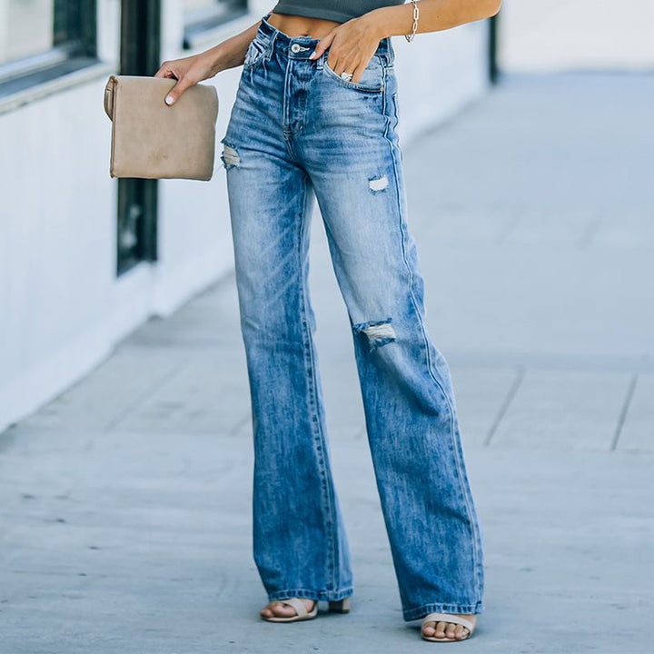 Casual high-waisted women's jeans with wide leg Lune London