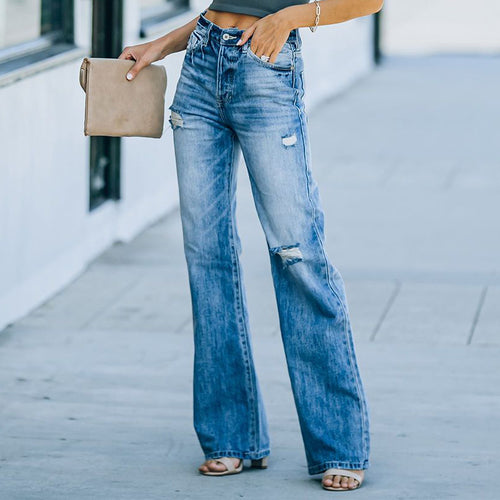 Casual high-waisted women's jeans with wide leg Lune London