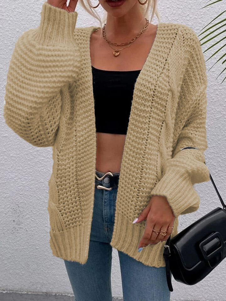 Women Open front knit cardigan with practical pockets Lune London