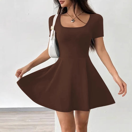 A-line swing dress for women with square neckline Lune London