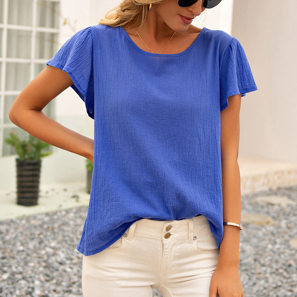 Ladies casual short sleeve top with loop detail Lune London