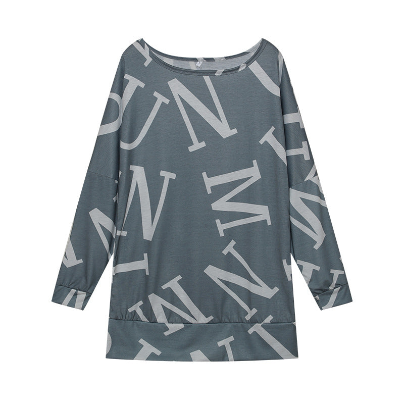 Oversized long sleeve t-shirt for women with modern print and elastic belt Lune London