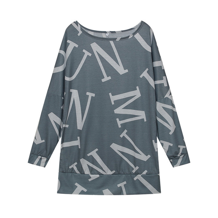 Oversized long sleeve t-shirt for women with modern print and elastic belt Lune London