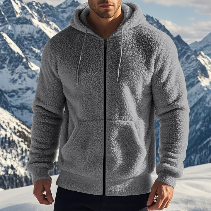 Fleece hooded jacket for men with practical pockets and modern cut Lune London