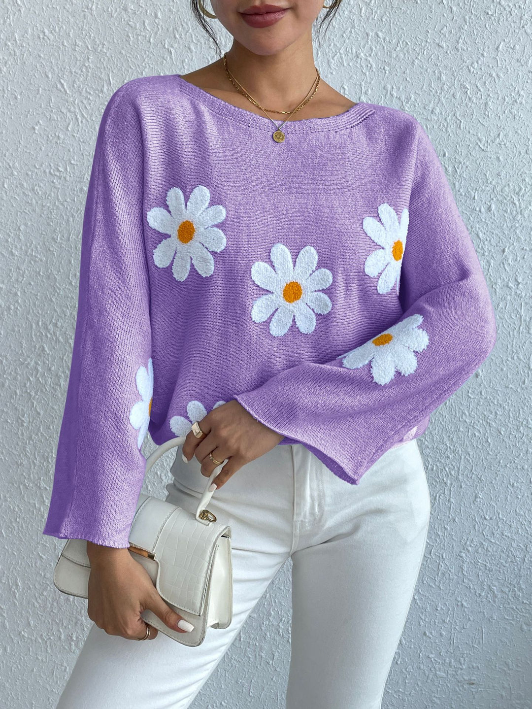 Ladies elegant sweater with floral details Lune London