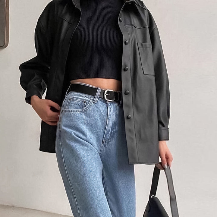 Shirt jacket in faux leather for women Lune London