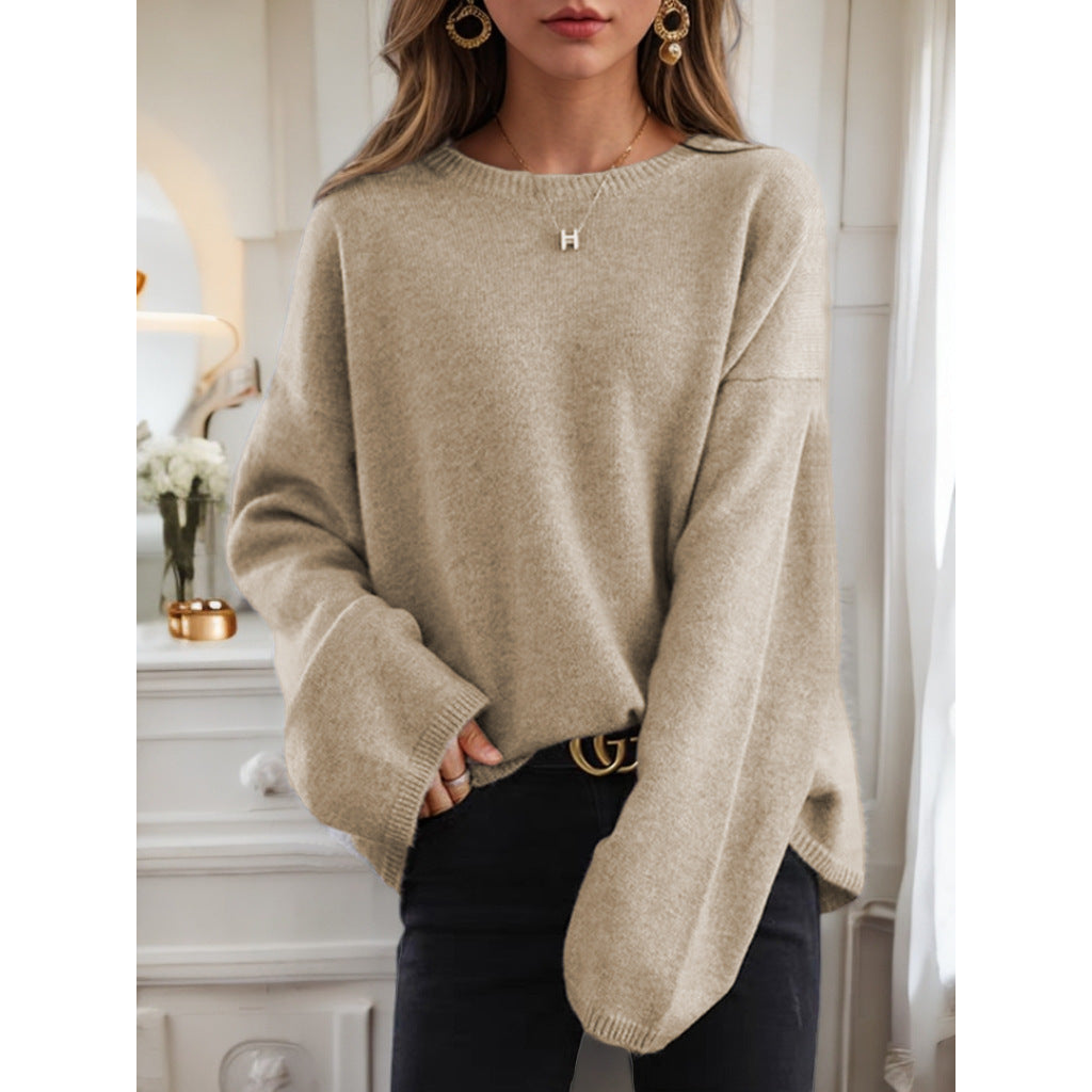 Ladies Comfortable Knit Sweater with Loose Fit and Wide Sleeves Lune London
