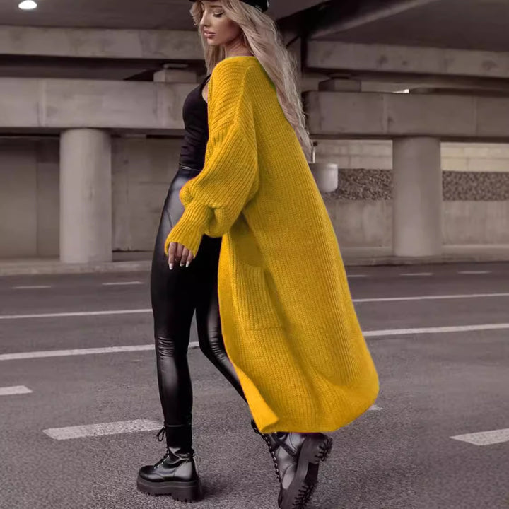 Oversized casual knit coat for women with practical pockets Lune London