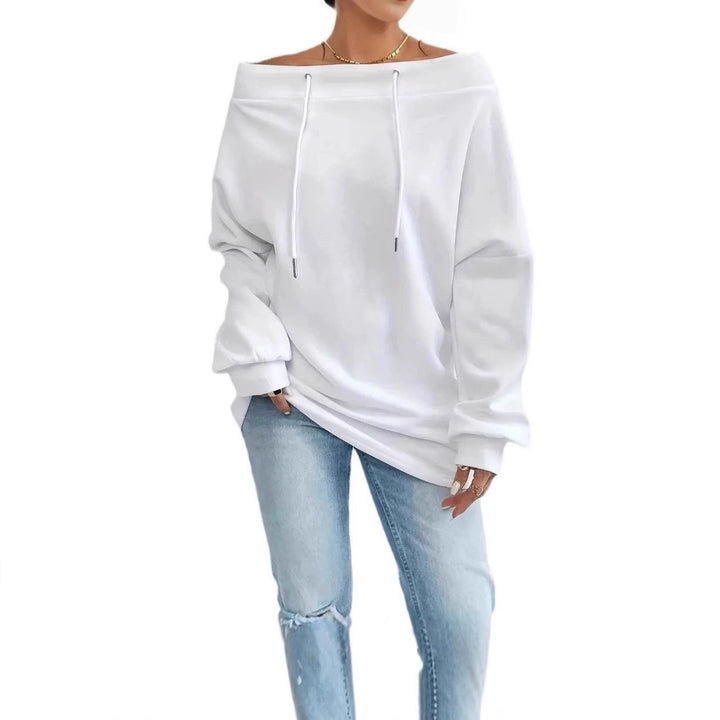 Oversized sweater for women with open shoulder seams and drawstrings Lune London