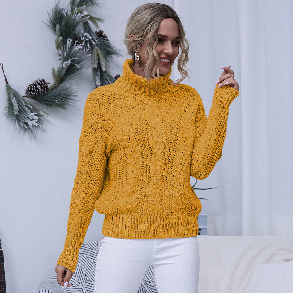 Ladies comfortable turtleneck sweater with high-quality twisted pattern Lune London