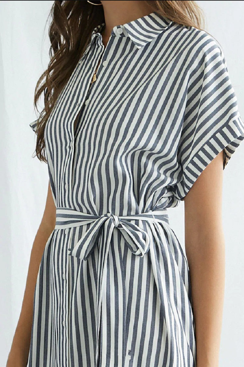 Casual striped shirt dress for women with belt at the waist Lune London