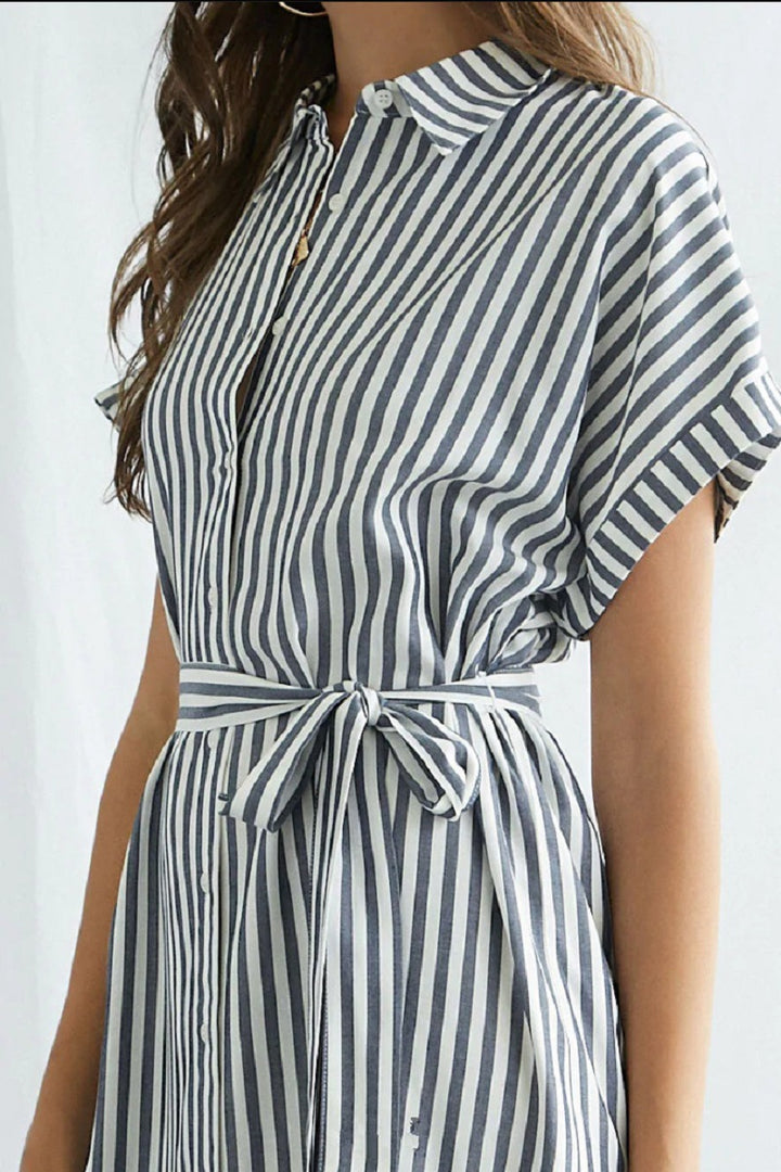 Casual striped shirt dress for women with belt at the waist Lune London