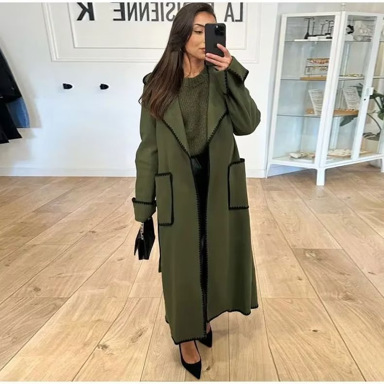 Elegant transitional jacket for women with decorative belt and high-quality pockets Lune London
