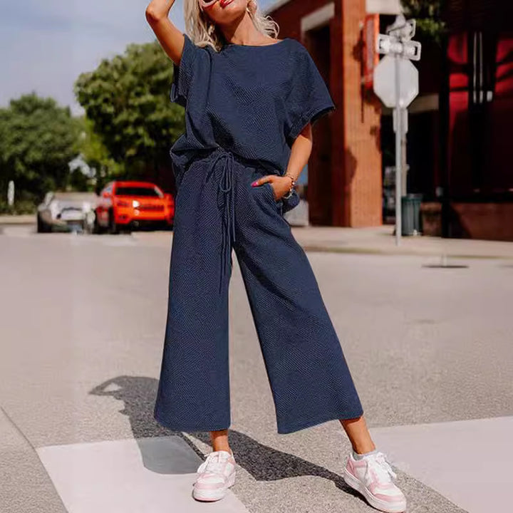 Casual jumpsuit set for ladies in soft material with elastic waist and wide legs Lune London