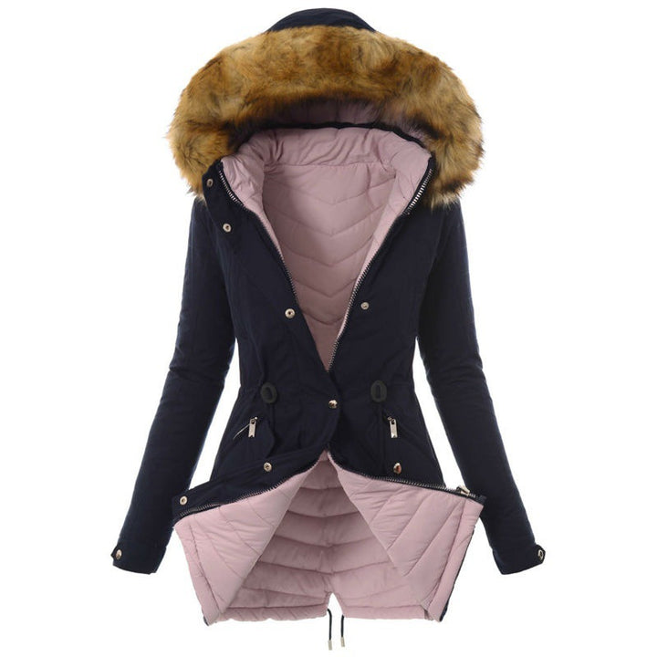 Modified winter jacket for women with removable faux fur collar Lune London