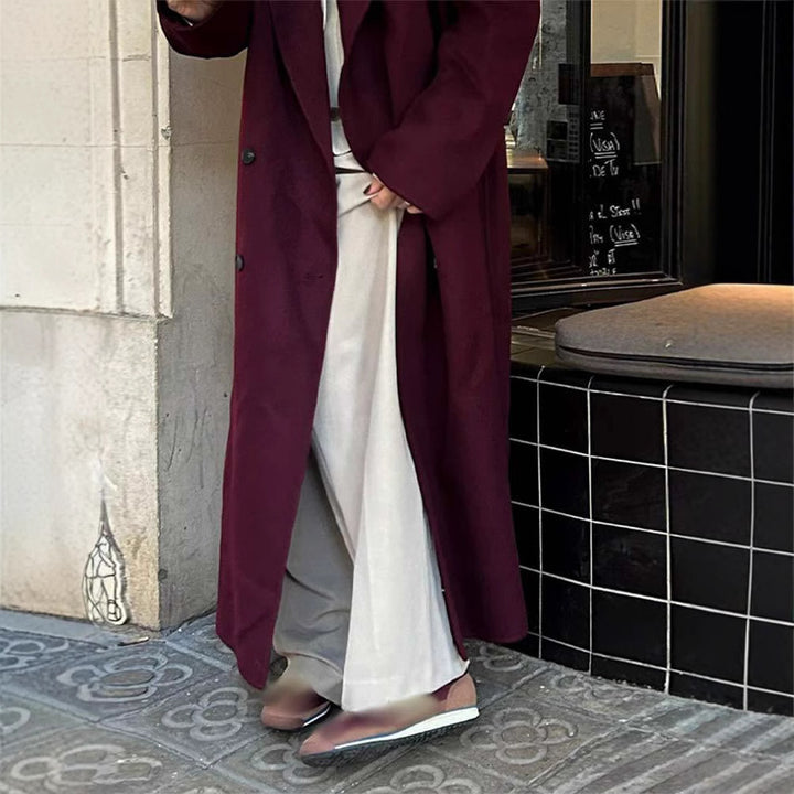Ladies Elegant Oversized Wool Coat with Double Knot Closure Lune London