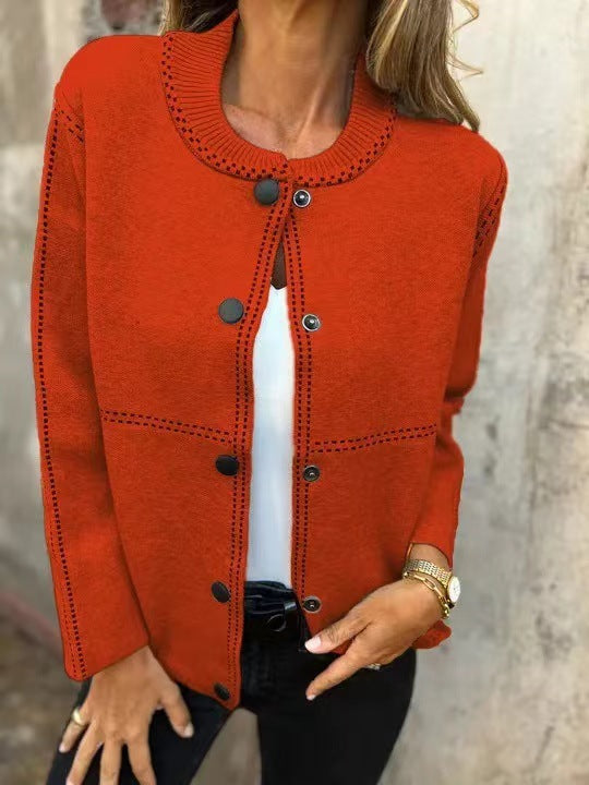 Women's knit jacket with button placket and elegant neckline Lune London