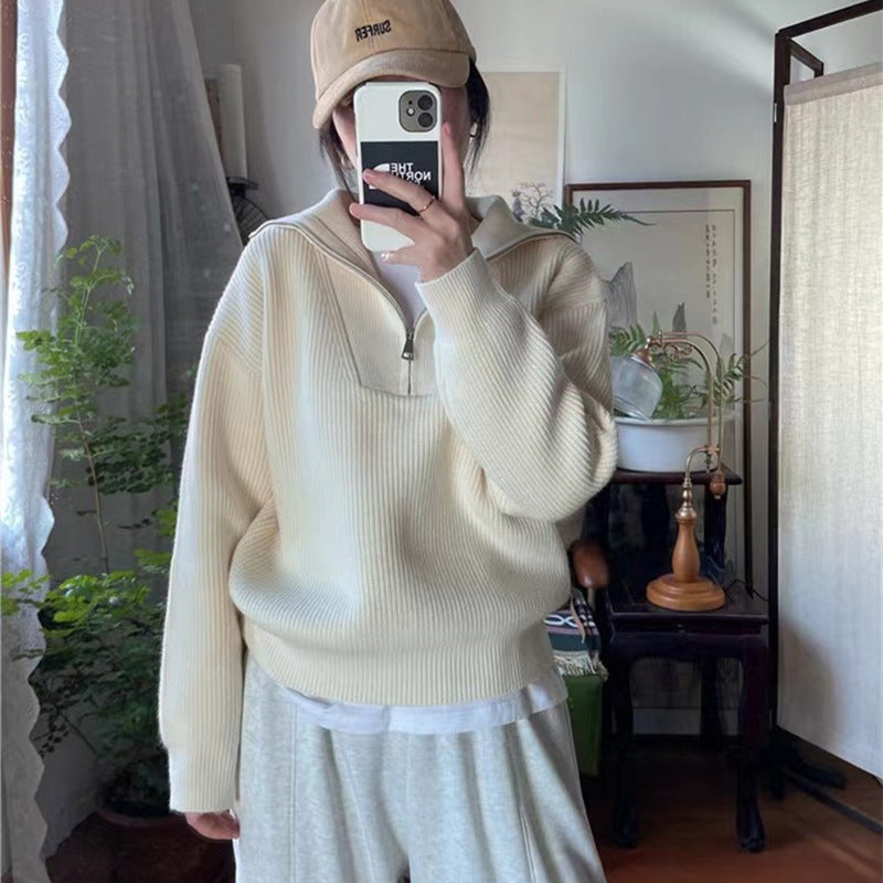 Pull femme avec col haut et fermeture éclair Chic & Stil