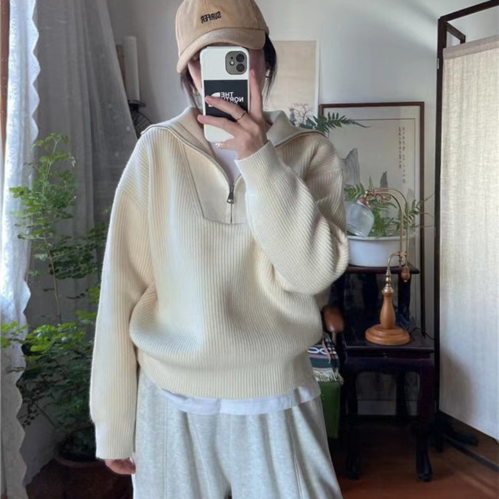 Pull femme avec col haut et fermeture éclair Chic & Stil