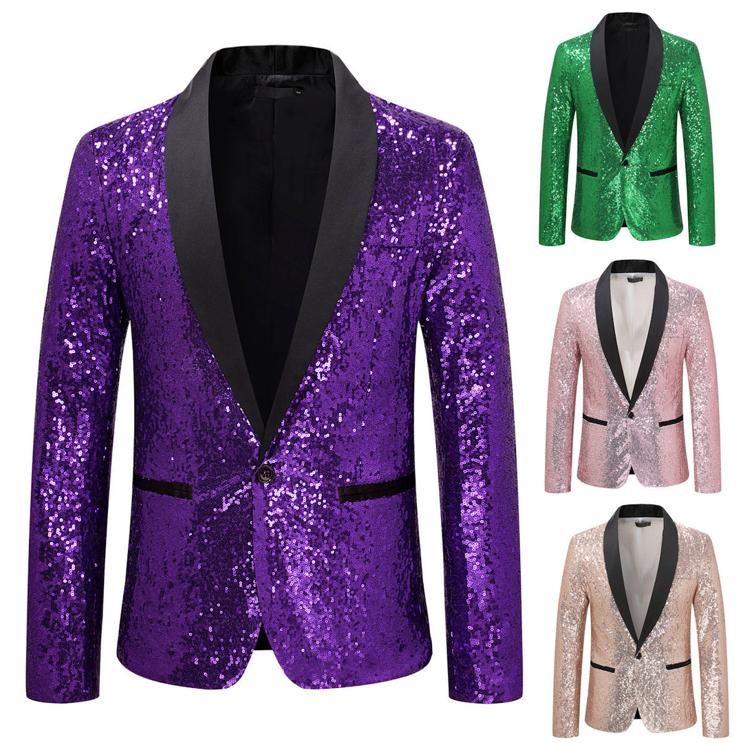 Ladies Bl sparkling blazer with black lapels Lune London