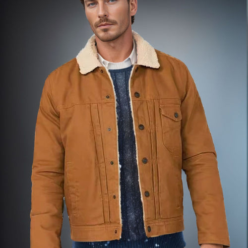 Cotton jacket for men with fleece collar and side pockets Lune London