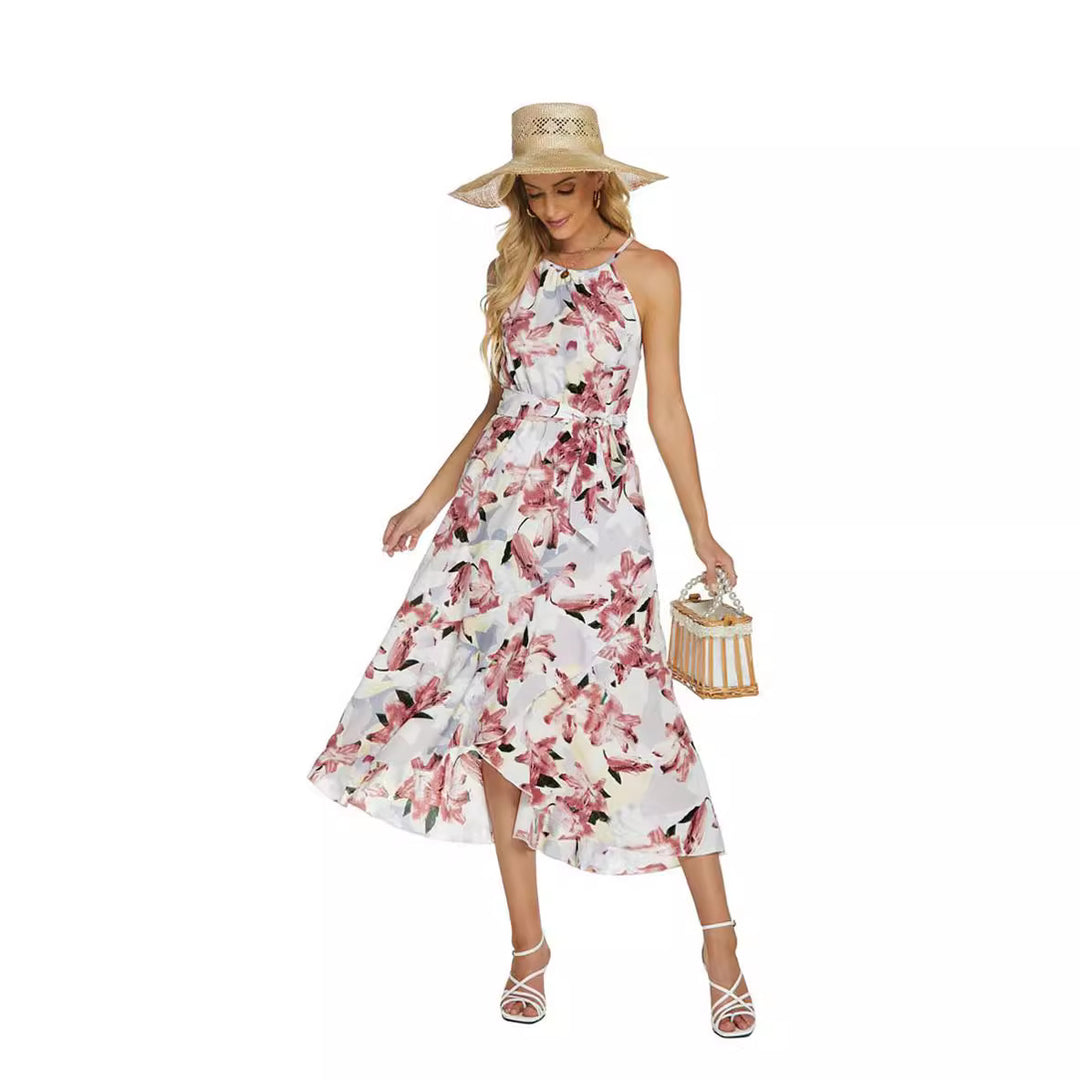 Ladies Floral Wrap Midi Dress Lune London