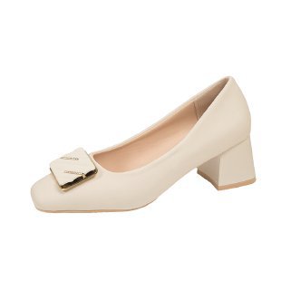 Elegant ladies square toe pumps with trendy buckle Lune London