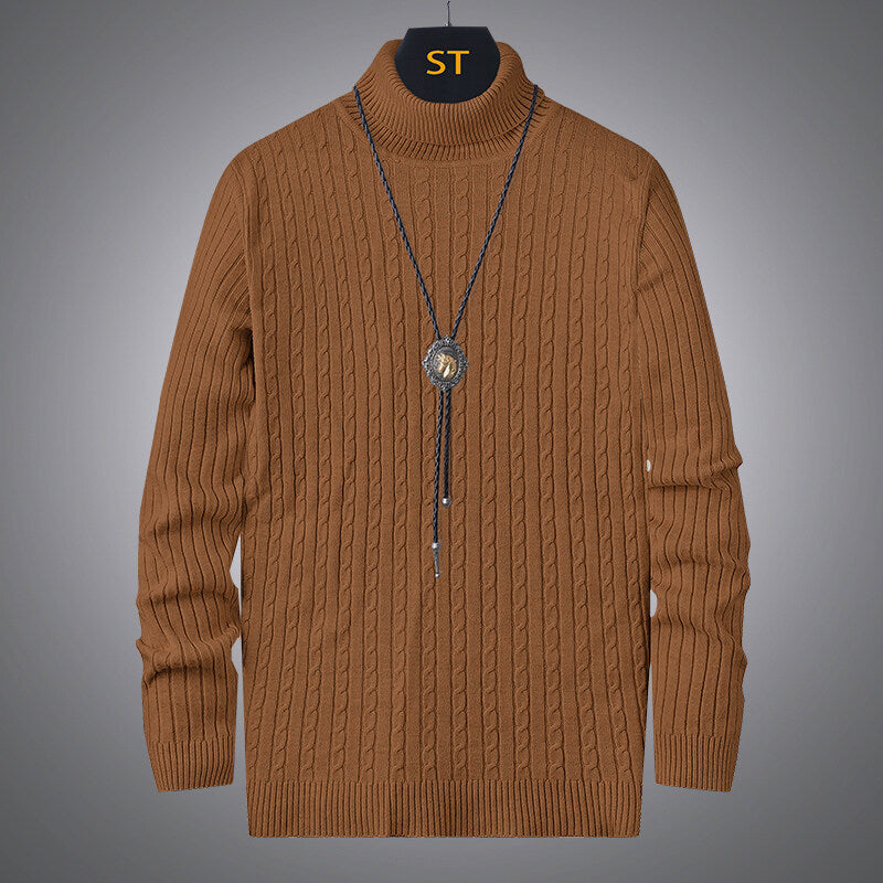 Men's turtleneck sweater with textured braid pattern Lune London