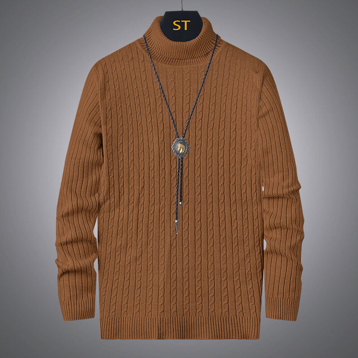 Men's turtleneck sweater with textured braid pattern Lune London