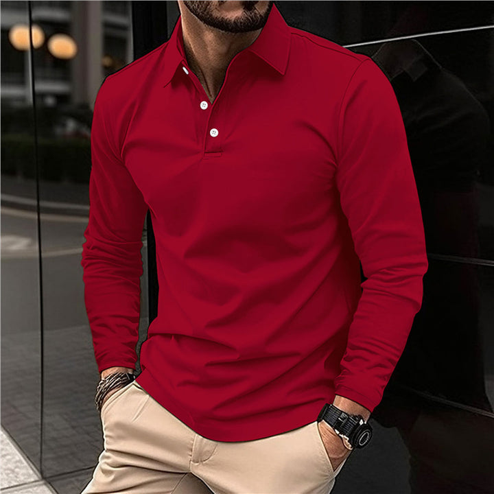 Men's Long Sleeve Polo with Modern Collar and High Quality Cotton Lune London