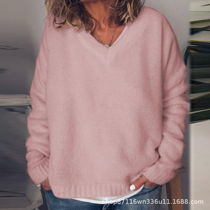 Ladies' V-neck sweater in soft knit Lune London