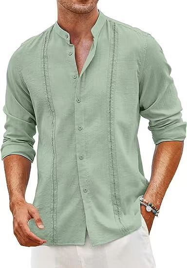 Men's leisure shirt with mandarin collar and buttons Lune London