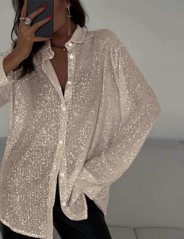 Women's Glittery Oversized Blouse Lune London