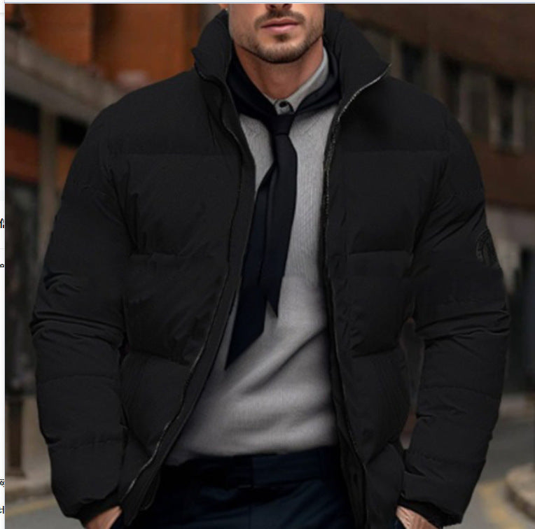 Quilted winter jacket for men with high collar and customizable closure Lune London