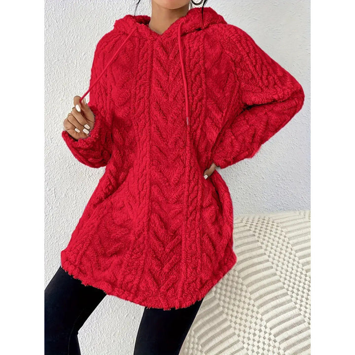 Cozy knit jacket for women with hood and side pockets Lune London