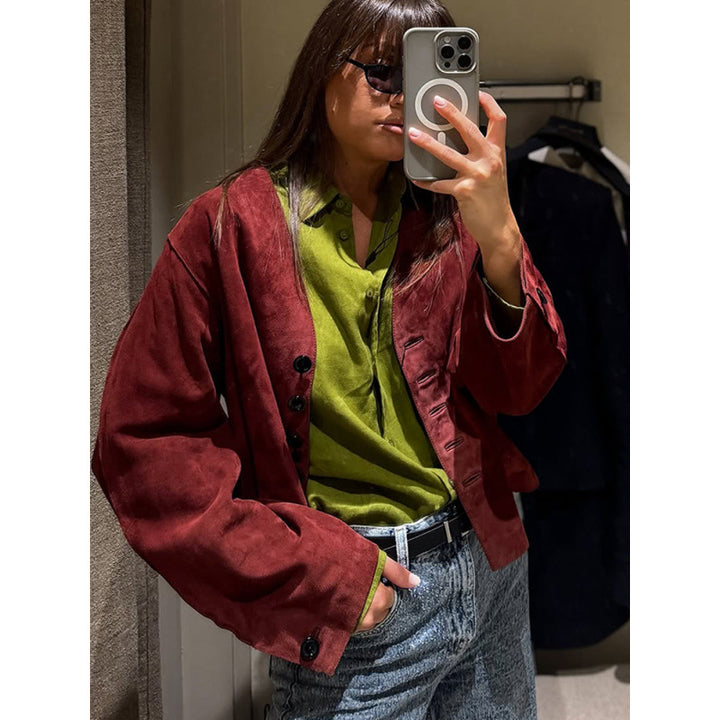 Lune London stylish suede jacket for women with a short design