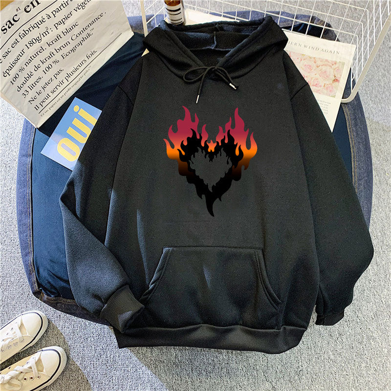 Women's Hoodie with Creative Flame Heart Design Chic & Style